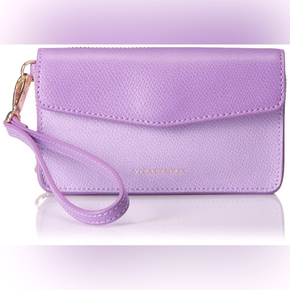 Vera Bradley Handbags - VERA BRADLEY purple lilac genuine leather wristlet iphone wristlet wallet NWT
